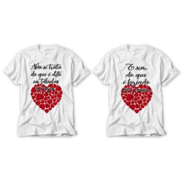Imagem de Kit Camiseta Dia Dos Namorados Coração Amor Blusas Casal - Vidape