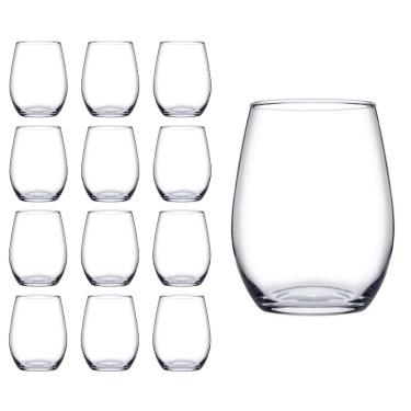 Imagem de Kit Copo Vidro Redondo Transparente Amber Duravel 440ml 12Un