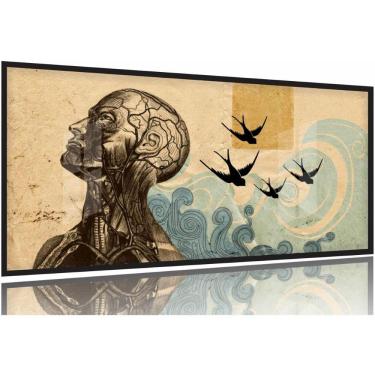 Imagem de Quadro Decorativo Medicina Cérebro Sépia 130x60 Moldura Preta 2x2