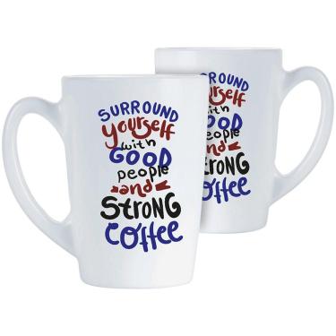 Imagem de LUMINARC NEW MORNING CANECA 11x8x8cm 320ml VIDRO TEMPERADO BRANCO DECORADO