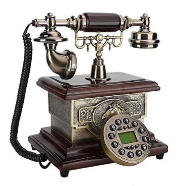 Imagem de V BESTLIFE Telefone fixo vintage retrô, telefone fixo, antigo, identificador, mostrador giratório para casa, escritório, hotel