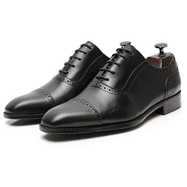 Imagem de Sapato social masculino Oxfords com cadarço em couro para negócios formais e casamentos casuais com bico quadrado com cadarço Oxford