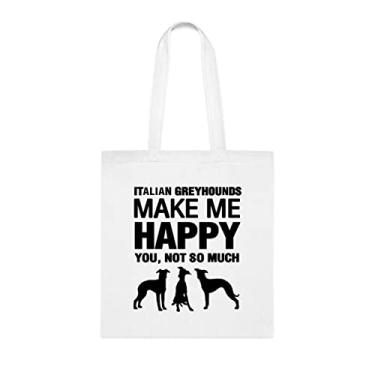Imagem de Sacola Italian Greyhounds Make Me Happy, presente de cachorro galgos italianos, aniversário de cachorro galgo italiano bolsa reutilizável para cães galgos italianos, Branco