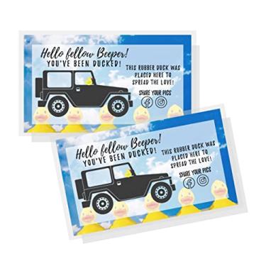 Imagem de Cartão You Been Ducked | Pacote com 50 | Etiqueta Duck Duck Ducking | Patos de borracha e design céu, tamanho do cartão de visita 5 x 9 cm