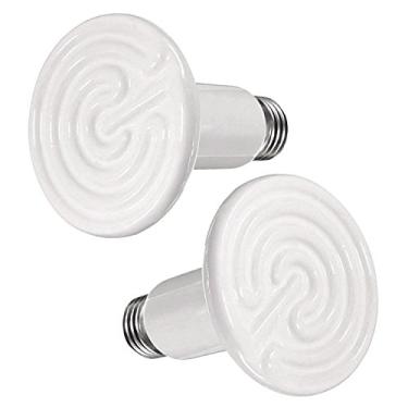 Imagem de OMAYKEY 75W pacote com 2 lâmpadas térmicas de cerâmica, lâmpadas de aquecedor com emissor de calor de réptil infravermelho para pet Brooder Coop Chicken Lizard Bearded Dragon Turtle Snake Aquarium, sem luz sem danos (listado pela ETL)