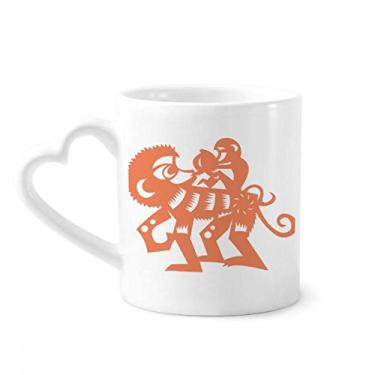 Imagem de Ano de macaco animal China zodíaco caneca café cerâmica copo de coração de vidro
