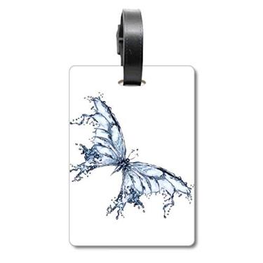 Imagem de Etiqueta de bagagem Blue Butterfly Kite para mala de viagem com cartão de bagagem, Multicolorido.