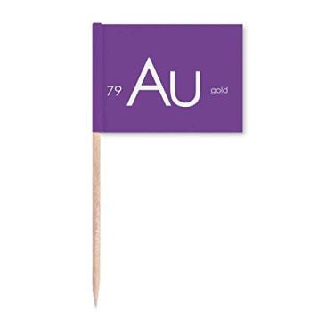 Imagem de Elementos Químicos Mesa de Período Metais de Transição Dourado Au Palito de Dente Marcador Topper Decoração de Festa