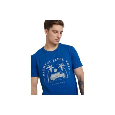 Imagem de Camiseta Masculina Estampada Manga Curta Azul Royal XG