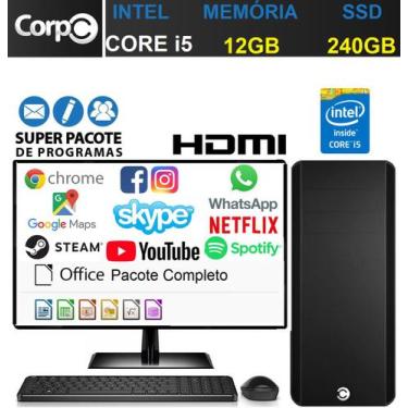 Imagem de Computador Desktop Completo Com Monitor Led Hdmi Intel Core I5 12Gb Ss