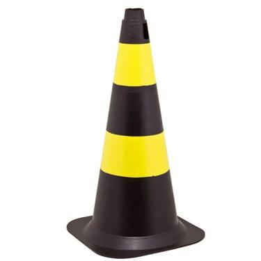 Imagem de Cone Sinalização 75cm Preto/Amarelo Cod. 3406 - Ledan Ledan