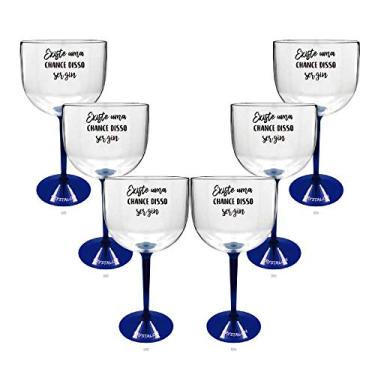 Imagem de Kit 6 Taças Bicolor Azul Acrílico Personalizada - Chance de Ser Gin
