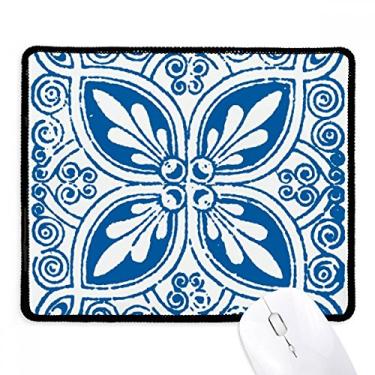Imagem de Blue Talavera Flower Ilustration Pattern Mousepad Tapete de borracha para jogos