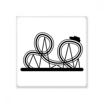 Imagem de Montanha russa preta contorno do parque de diversões azulejo de cerâmica brilhante decalque pedra adornada tijolo vitrificado