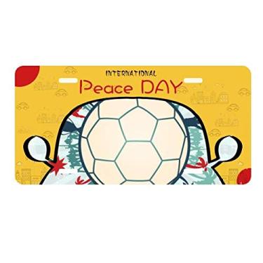 Imagem de DIYthinker Placa de licença Earth Trees Futebol Futebol Esportes Carro Decoração Dia da Paz