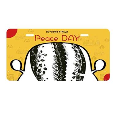 Imagem de DIYthinker Placa de licença Black Marine Life com estampa de vieira para decoração de carro, dia da paz