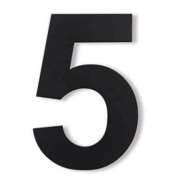 Imagem de Placa de porta flutuante 3D de 15 cm com número de placa de casa 0-9 letras AB, placa de porta grande de aço inoxidável preto fosco, montagem com parafuso, antiferrugem durável