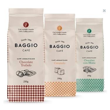 Imagem de Kit 3 - Café Em Pó Baggio, Chocolate Trufado, Menta e Caramelo, Café Moído Aromatizado