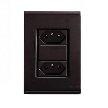 Imagem de Conjunto Tomada Dupla 10A Grafite 57173/065 Tramontina Liz