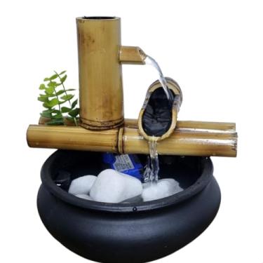 Imagem de Fonte de Água Bacia Preta Bica Dupla Bambu Natural