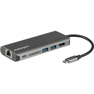 Imagem de StarTech. Adaptador multiportas USB C - Base portátil USB-C para HDMI 4K, Hub USB 3.0 de 2 pontos, SD/SDHC, GbE, Pass-Through PD de 60W - Mini estação de ancoragem de viagem USB-C - USB tipo-C/Thunderbolt 3 (DKT30CSDHPD)