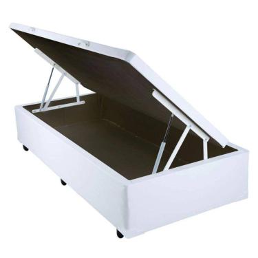 Imagem de Base Cama Box Baú Blindado Solteiro Corino Branco 43x88x188