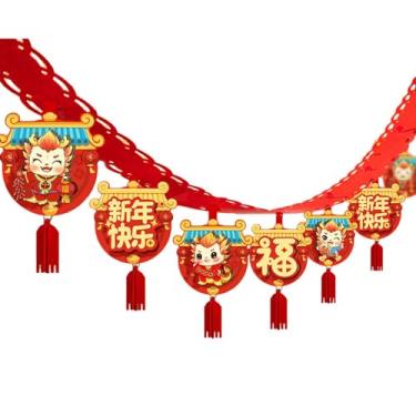 Imagem de Generic 2024 ano chinês ano novo guirlanda de feltro 3 metros com 12 pingentes decoração de quarto tradicional resistente, estilo B