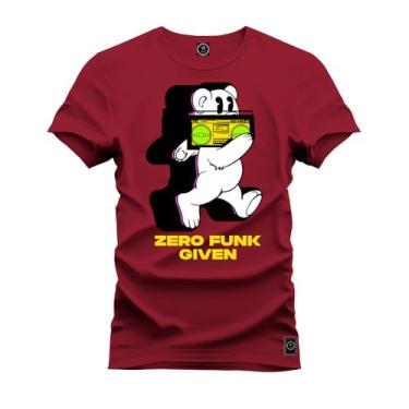 Imagem de Camiseta T-Shirt Algodão 100% Algodão Zero Funk Bordo GG