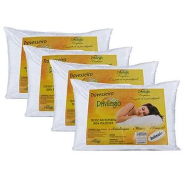 Imagem de Kit 4 Travesseiro Antialérgico Microfibra Luxo Suporte Macio	