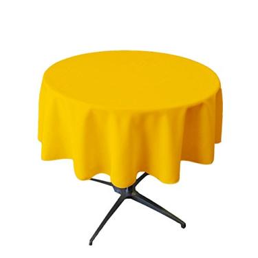 Imagem de LA Linen Toalha de mesa de popelina de poliéster 147 cm redonda, amarelo escuro