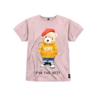 Imagem de Camiseta Infantil Estampada 100% Algodão Urso Hope Rosa 10