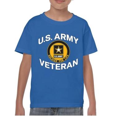 Imagem de Camiseta juvenil US Army Veteran Soldier for Life Military Pride DD 214 Patriotic Armed Forces Gear Licenciada Kids, Azul, M