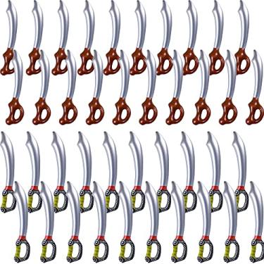 Imagem de Haconba 40 peças de espadas infláveis de pirata, espadas de pirata, faca inflável para Halloween, aniversário, piscina, tema pirata, suprimentos para festas, cosplay, adereços de palco, brinquedo