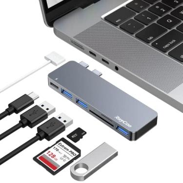 Imagem de Adaptadores USB C Hub para MacBook Pro 14/16 polegadas 2022, adaptador MacBook Pro MultiportMac USB C Dongle com Thunderbolt 3, USB 3.0*3, leitor de cartão SD/TF, acessórios MacBook Pro para MacBook