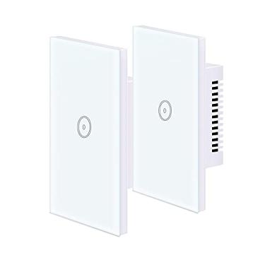 Imagem de Jinvoo Interruptor inteligente de luz de toque de parede WiFi, controle remoto para smartphone, compatível com iOS e Android, com Alexa Echo e Home Assistant (1 gang - pacote com 2)