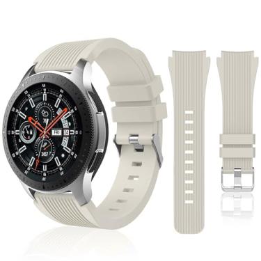 Imagem de HSWAI Pulseira esportiva compatível com Samsung Galaxy Watch 46 mm/Gear S3 Frontier, pulseiras clássicas para relógio/Galaxy Watch 3 de 45 mm, pulseira esportiva de silicone macio de 22 mm para homens