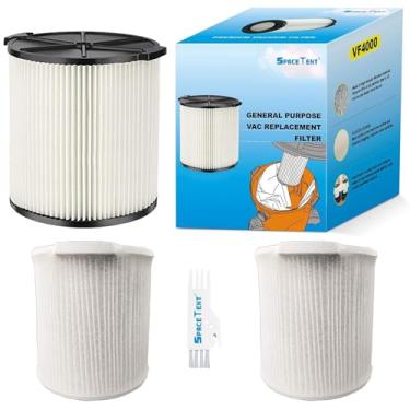 Imagem de VF4000 1 pacote de filtro de cartucho de substituição 72947 compatível com RIDGID a maioria dos aspiradores úmidos/secos de 5 galões e maiores e 2 pacotes de tampas de filtro reutilizáveis para manter