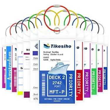 Imagem de Etiquetas de bagagem de cruzeiro, suportes essenciais de cruzeiro para viagens de cruzeiro, pacote com 12 em 2025 e 2026, 6 cores, Wide(for Carnival, NCL, Princess, MSC, etc) 12pack