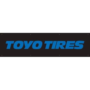 Imagem de Eksent Toyo Tires Banner Bandeira Man Cave Automotive 6 x 2 pés (impressão duplex, poliéster 150D brilhante e vibrante, design de ilhós de latão é durável)