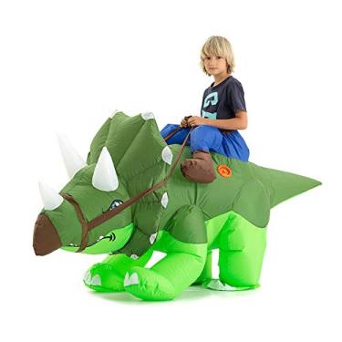 Imagem de HSCTEK Fantasia infantil inflável de dinossauro, T-rex, velociraptor, tricerátopo, diofossauro, pteranodon, carnotauro, Tricerátopos, G