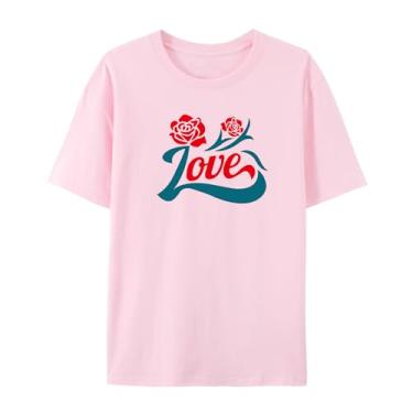Imagem de Camiseta com estampa rosa para homens e mulheres Love Funny Graphic Shirt for Friends Love, rosa, 3G