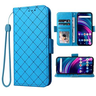 Imagem de ELISORLI Compatível com BLU G91 Pro carteira capa de pulso cordão e suporte de cartão flip de couro acessórios de celular bolsa fólio celular capa de telefone para azul G 91 G91Pro 2022 mulheres