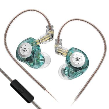 Imagem de Fones de ouvido KZ EDX PRO com 1DD, Yinyoo EDX PRO fones de ouvido intra-auriculares com fio Hi-Fi Deep Bass Sound com 1DD Novo 10 mm Dynamic Driver Over Ear Headset com cabo destacável (ciano, com microfone)
