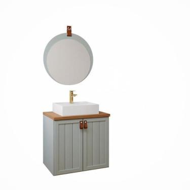 Imagem de Gabinete De Banheiro Alure  60 Com Espelho Lua Pistache/Freijo - Mgm
