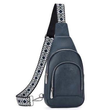 Imagem de BOSTANTEN Bolsa tiracolo feminina de couro, vintage, transversal para viagem com alça de guitarra, estilo boêmio, Azul, Small, Bolsa tiracolo moderna