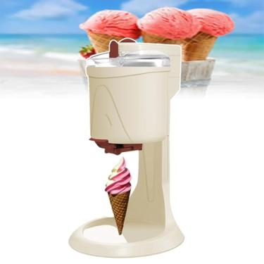 Imagem de CNAOHGHN MáQuina De Sorvete Italian De 1000ml,MáQuina De Sorvete Soft Serve,Mini MáQuina AutomáTica Pequena De Cone De Iogurte, Com Copo Medidor E EspáTula