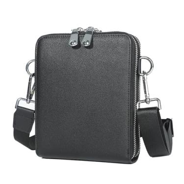 Imagem de Bolsa de ombro masculina pequena de couro legítimo, bolsa mensageiro, bolsa transversal, bolsa masculina para viagens, negócios, trabalho, b