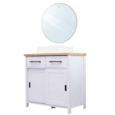 Imagem de Gabinete Armário Banheiro Ditália C/ Cuba Espelho Bn-03Cinza