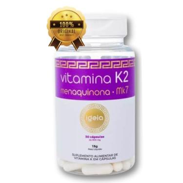 Imagem de Vitamina K2 Mk7 Menaquinona 30 Cápsulas De 500mg Sem Sabor