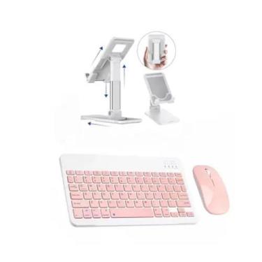 Imagem de Teclado E Mouse Bluetooth + Suporte Para Tablet Galaxy Tab S6 Lite - F